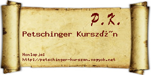 Petschinger Kurszán névjegykártya